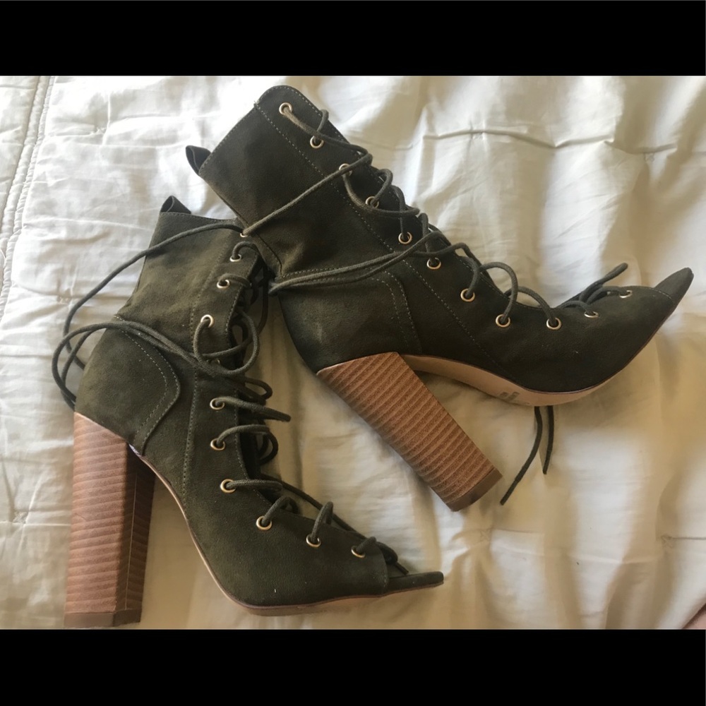 Heeled Peep Toe Booties